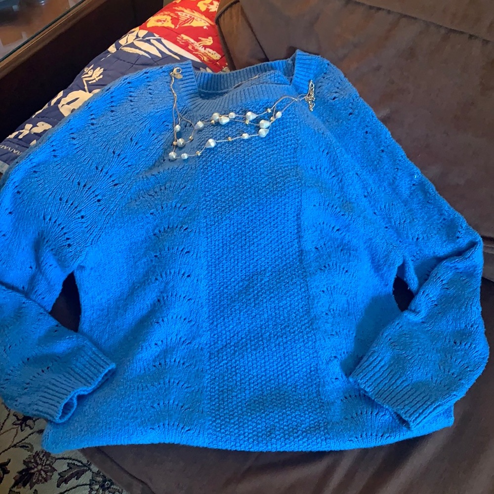 Loft XXL blue cable knit sweater